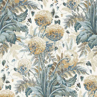 Anna French Dahlia Wallpaper in Soft Gold on Cream